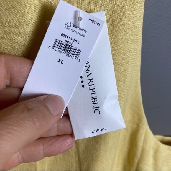 Banana Republic top XL NWT Shell linen yellow relaxed boxy lagenlook - Picture 11 of 12